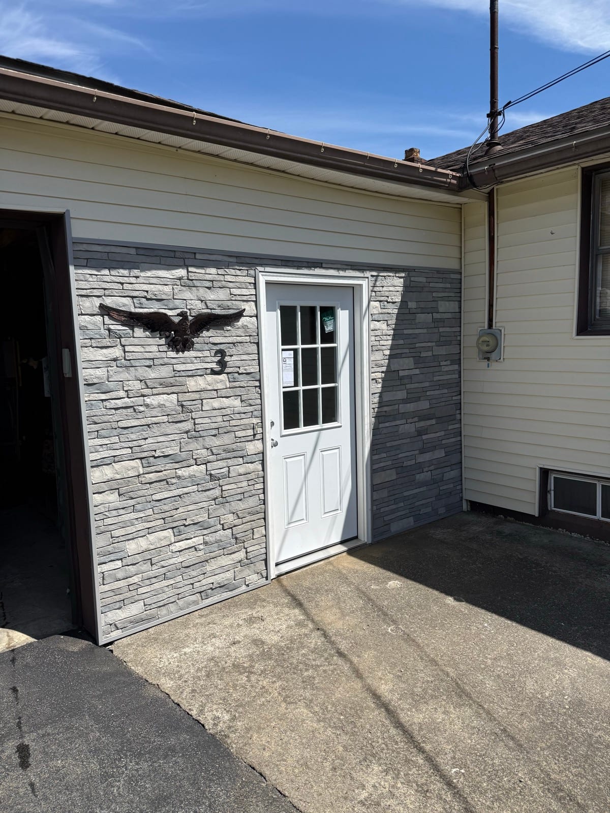 Stone Veneer Entry & New Door